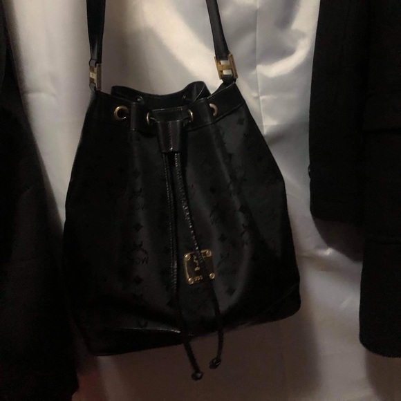 MCM Nylon Monogram Drawstring Bucket Bag - Picture 5 of 12